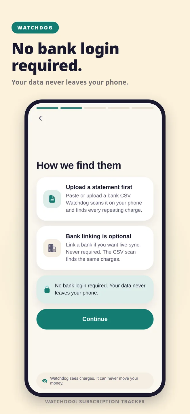 No bank login required
