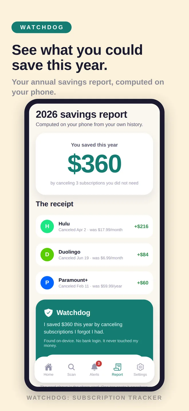 Annual savings report